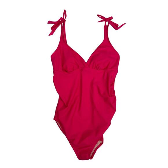 New ISABEL MATERNITY Women's Pink Tie Shoulder One Piece Swimsuit Size L - Picture 3 of 6